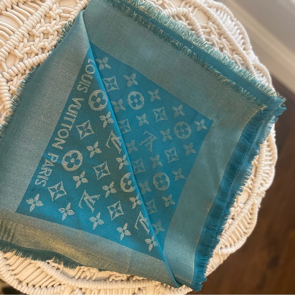 Louis Vuitton Blue Monogram Wool Scarf - Picture 1 of 3